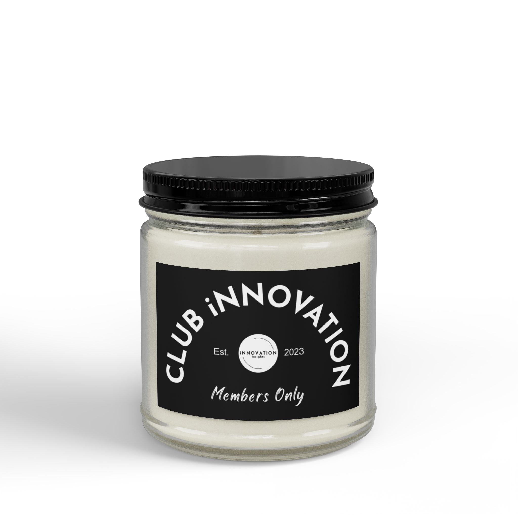 CLUB iNNOVATION Soy Candle, Hand-Poured Natural Soy Wax, Members Only Jar, Modern Scented Candle, Innovator Gift for Home or Office